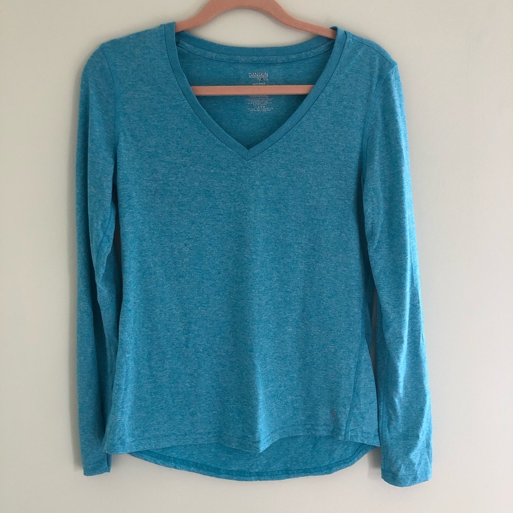 Blue Long-Sleeve Exercise Top
